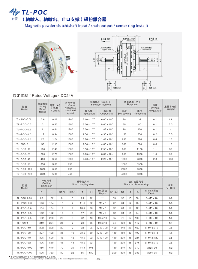 雙軸磁粉離合器尺寸參數(shù)